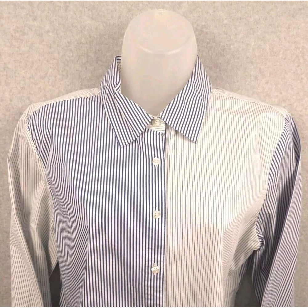Brooks Brothers Womens Button Up Tie Waist Size 8 Blue‎ White Stripe
